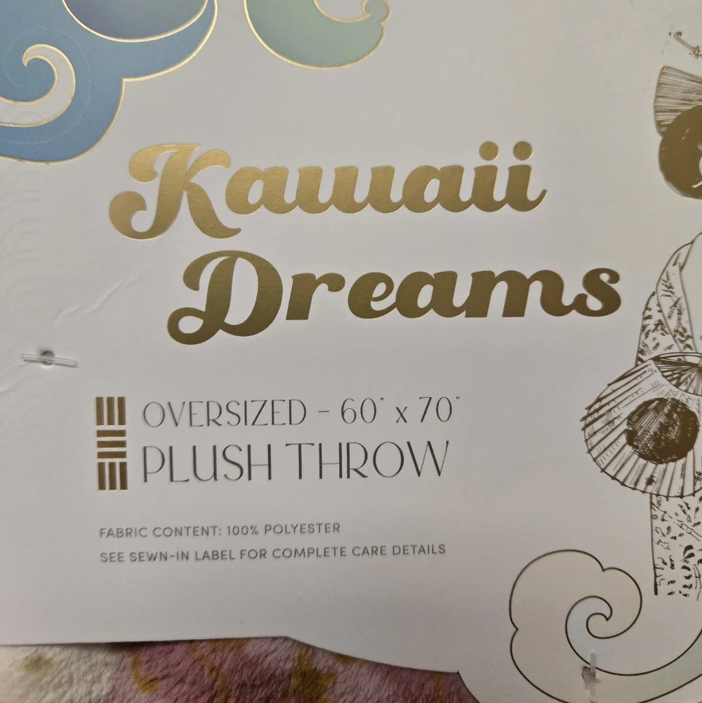 Kawaii Dreams Fan Oversized Plush Throw Blanket Pink Cream